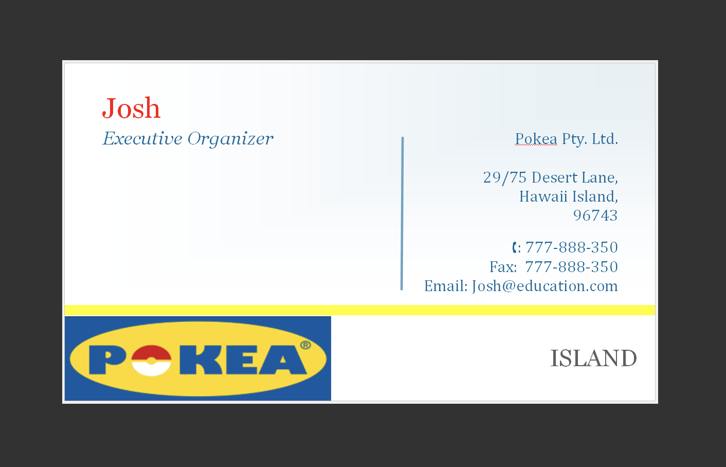 MS Publisher created business card